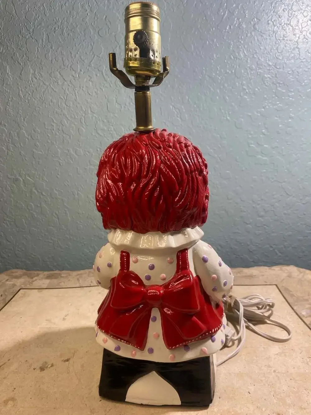 Vintage Raggedy Ann Ceramic Table Lamp Nursery Decor